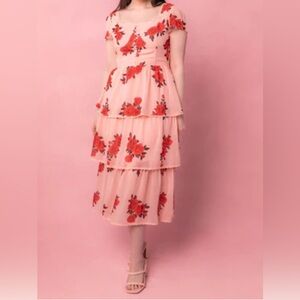 Ivy City Rose are Red midi dress NWT.